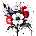 primrose violet iris flower tattoo design idea