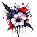 primrose violet iris flower tattoo design idea