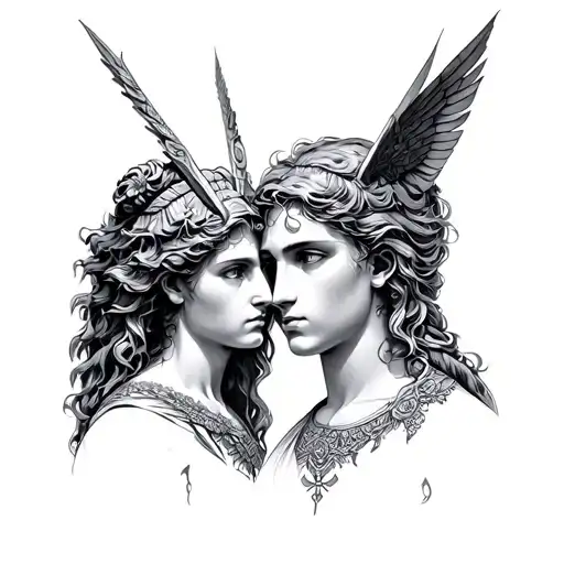 Artemis And Apollo tattoo design idea