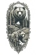 forest and a bear tattoo design idea