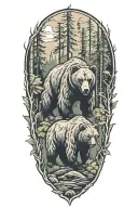 forest and a bear tattoo design idea