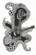 guitar surrounded by thick pattern tattoo design idea
