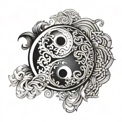 yin yang symbol intertwined add names Danny Heather tattoo design idea