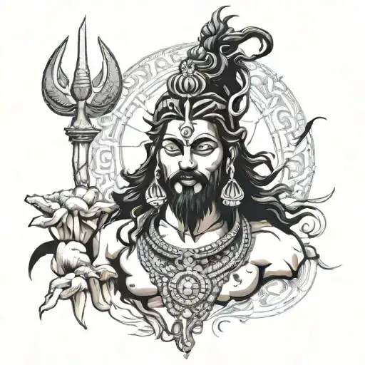 unseen lord Shiva rudra face emphasising I'm the one and I love peace tattoo design idea