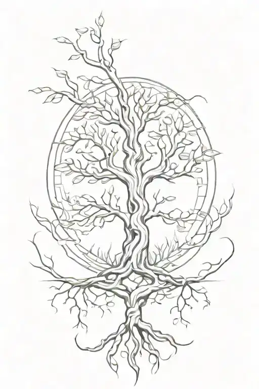 tree of life back with roots representing all that is divine tattoo African inspired fluidity  tattoo design idea