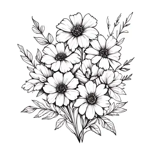 birth flowers August May October November  tattoo design idea