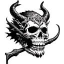 Skull and rod demon in a mask tattoo design idea