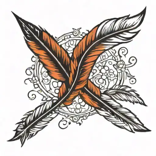 eternity loop feathers tattoo design idea