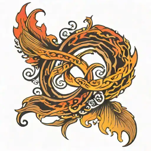 twin flames fire infinity symbol intertwined tattoo design idea