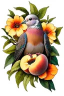 Mourning Dove and Nectarine tattoo design idea