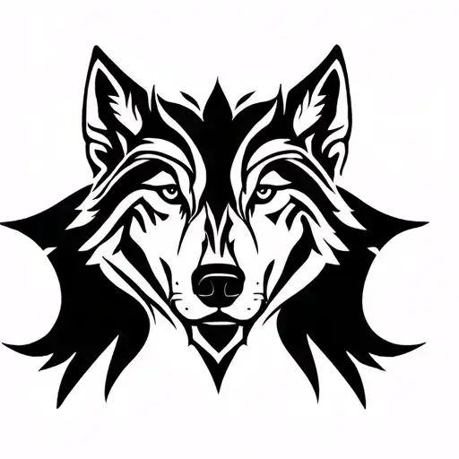 three wolves front view tattoo design idea