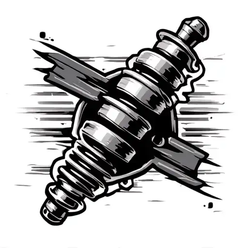 Line art off-road shock absorber. Simple outline. tattoo design idea