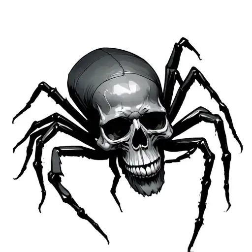 spider and skull tattoo design idea