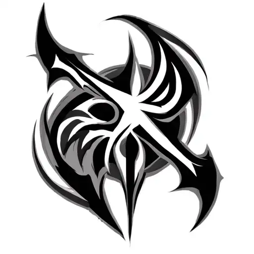 The elder scrolls Skyrim symbol, black and gray, realistic, high quality. tattoo design idea
