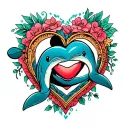 mickey mouse dolphin forming heart tattoo design idea
