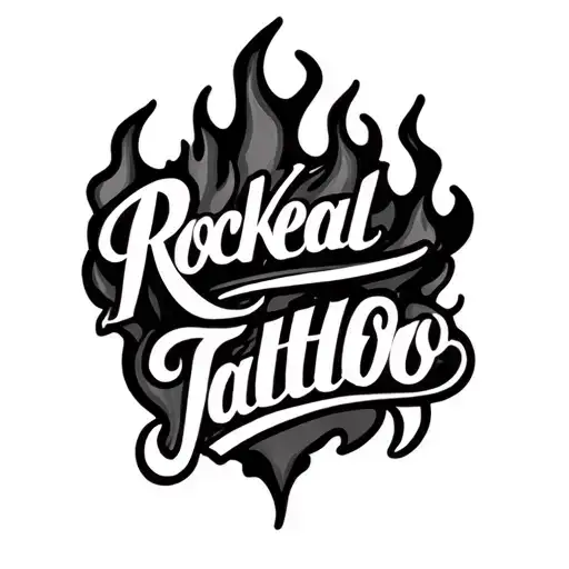 Rockabilly word with flames tattoo design idea
