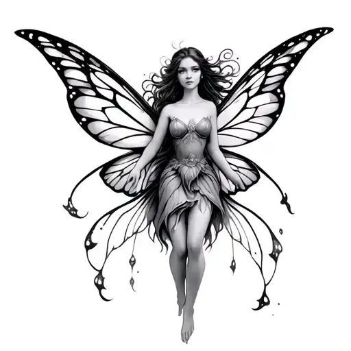 fairy flying tattoo design idea