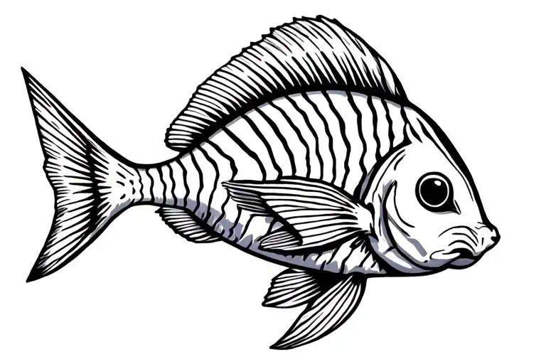 striped squirrelfish with simple lines and standard fish outline tattoo design idea