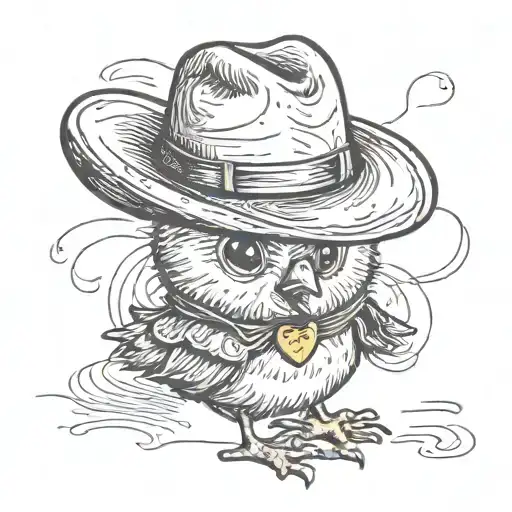 baby chick wearing cowboy hat tattoo design idea