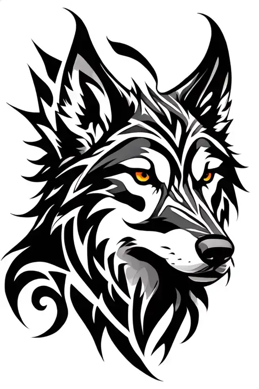wolf head tribal design tattoo design idea