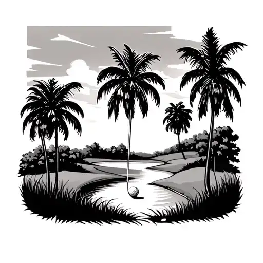 golf tattoo with palm trees tattoo design idea