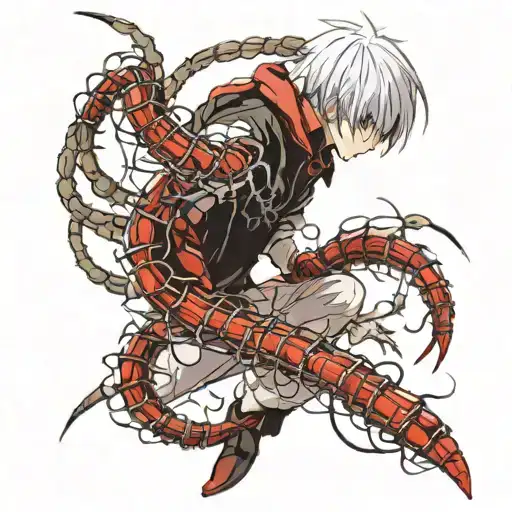 Ken kaneki ken's centipede with red tattoo design idea