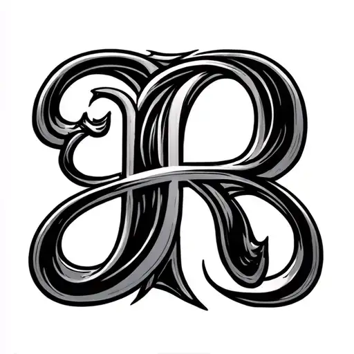 cursive upper case B with Infiniti symbol intertwined tattoo design idea