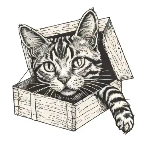 cat in cardboard box tattoo design idea