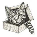 cat in cardboard box tattoo design idea