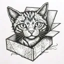 cat in cardboard box tattoo design idea