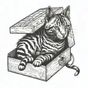 cat in cardboard box tattoo design idea