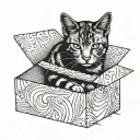 cat in cardboard box tattoo design idea