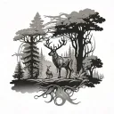 deer forest nature scene tattoo design idea
