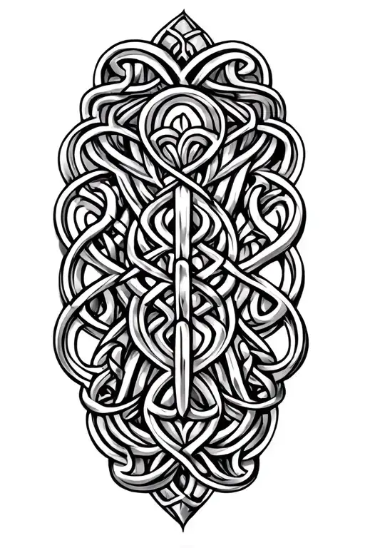 celtic pattern with elements inspired tattoo design idea