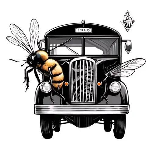 Bee and Magician Bus tattoo design idea