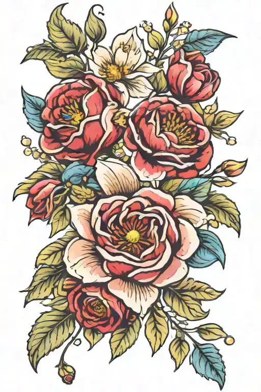 Birthstone & Birth Flower Sleeve tattoo tattoo design idea