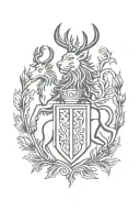 Scottish iconic images with thistle intertwined. Includes a rampant lion, stags and warriors for scottish history. tattoo design idea