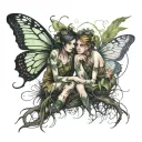 lesbian swamp fairies tattoo design idea