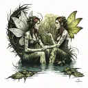 lesbian swamp fairies tattoo design idea