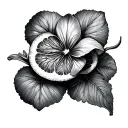 and orange slice and violets  tattoo design idea