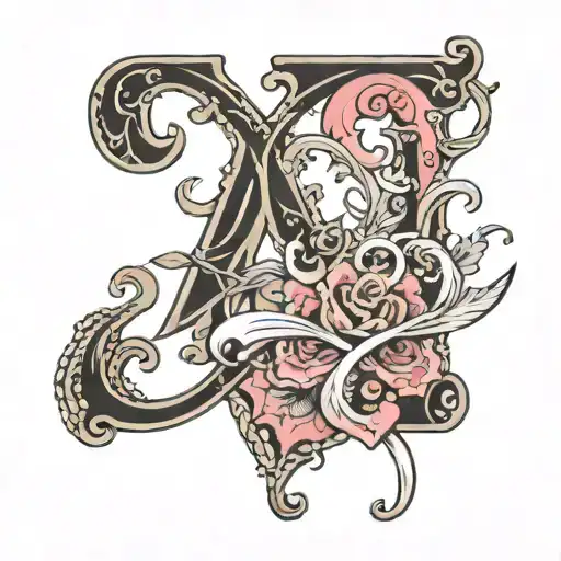 A cursive letter D with a heart  tattoo design idea