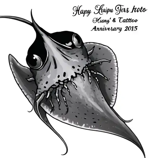a sting ray with anniversary date tattoo design idea