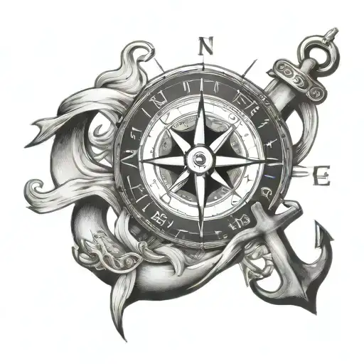 faith compass anchor tattoo design idea