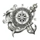 faith compass anchor tattoo design idea