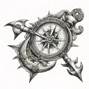 faith compass anchor tattoo design idea