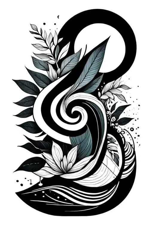 Nature and Music tattoo design idea
