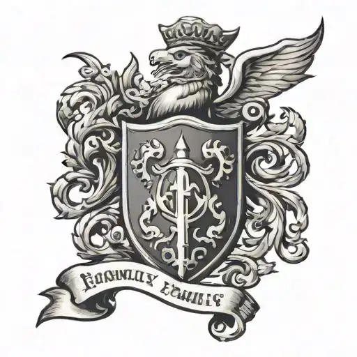 McCormick family crest with sin timore banner tattoo design idea