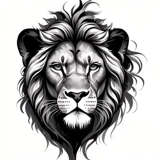 lion and woman face tattoo design idea