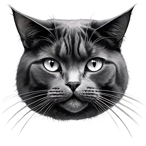 the face of a Russian blue cat face tattoo design idea