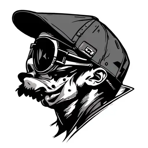 Pasha is a technician in a cap tattoo design idea